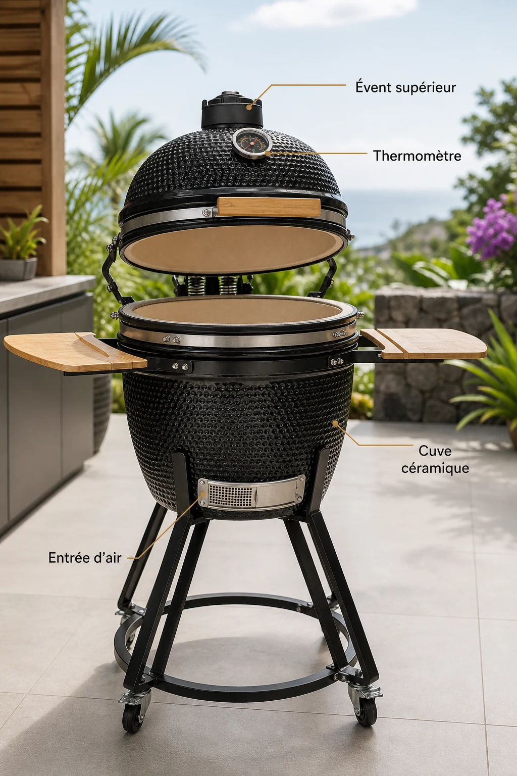 Fonctions pièces kamado Schéma des principales pièces d'un kamado