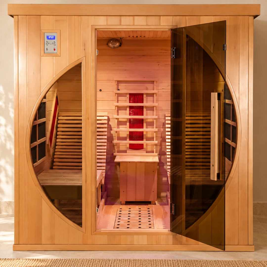 Sauna infrarouge 2 places allongées, mise en situation dans un espace détente