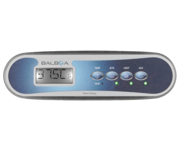 Clavier Balboa TP400T bleu, quatre touches Temp, Jets, Light et Aux
