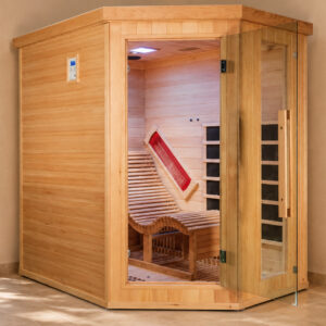 Sauna infrarouge 1 place allongée, mise en situation dans un espace détente