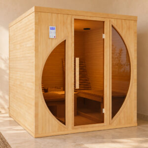 Sauna traditionnel 2 places allongées, mise en situation dans un espace détente