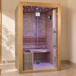 Sauna traditionnel 1 place assise, mise en situation dans un espace détente